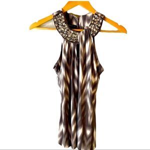 𝅺INC sleeveless embellished collar top with bra insert and two back buttons